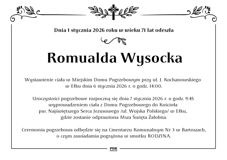 Romualda Wysocka - nekrolog